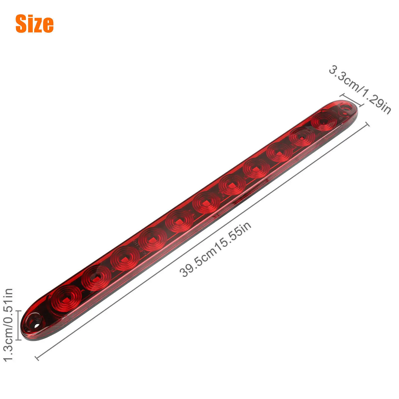 2PCS 16 inch 11LED 15LED red trailer light strip for parking stop turn signal tail brake lights