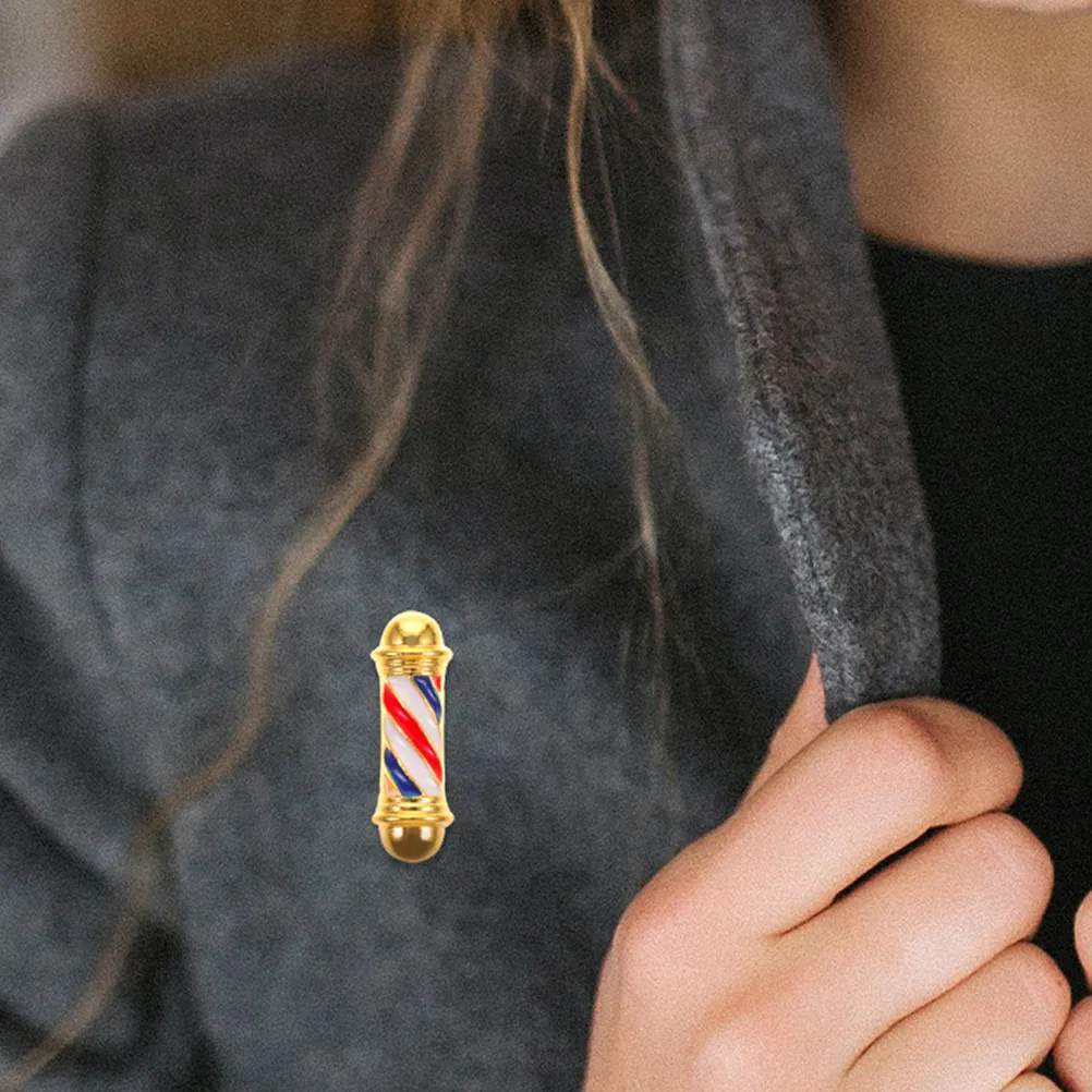 Vintage Barber Shop Lapel Pin Unique Alloy Hairdresser Turning Light Brooch Badge Pin Identification Fashion Statement Retro