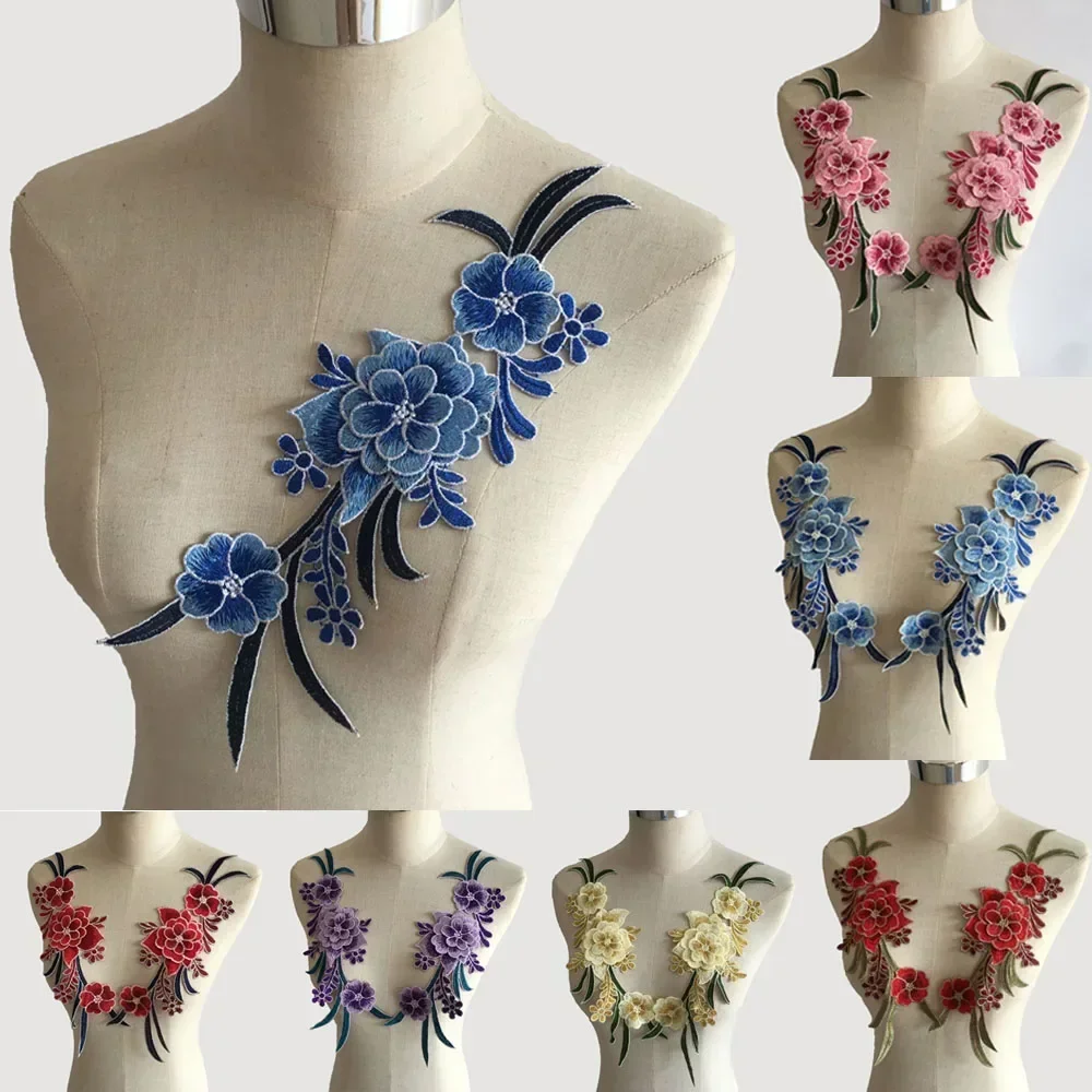 New DIY hand sewing color embroidery corsage pair flower lace cheongsam dress performance clothing accessories