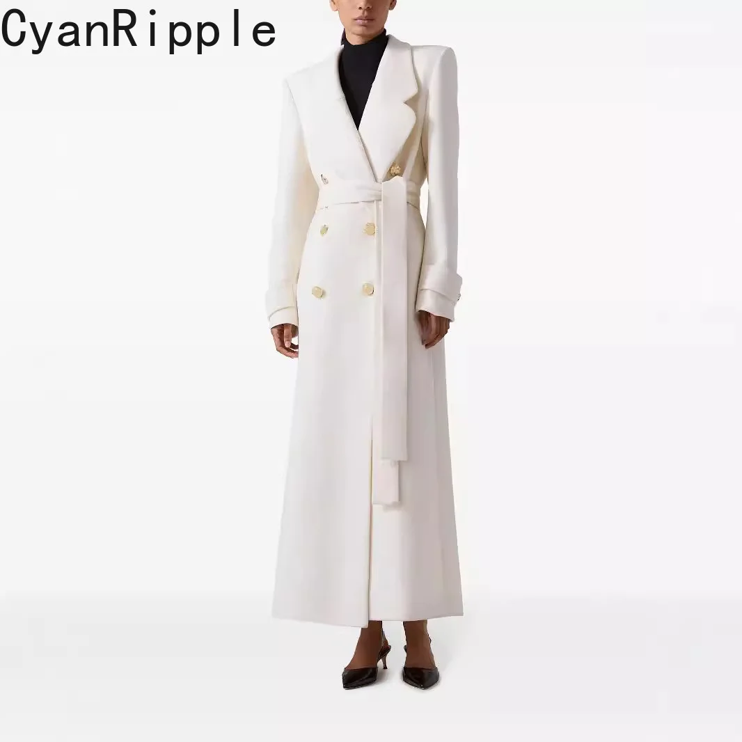 2026 New Autumn Winter Imitation Cashmere Overcoat Solid Color Elegant Double-breasted Long Sleeve Slimming Female Woolen Coat