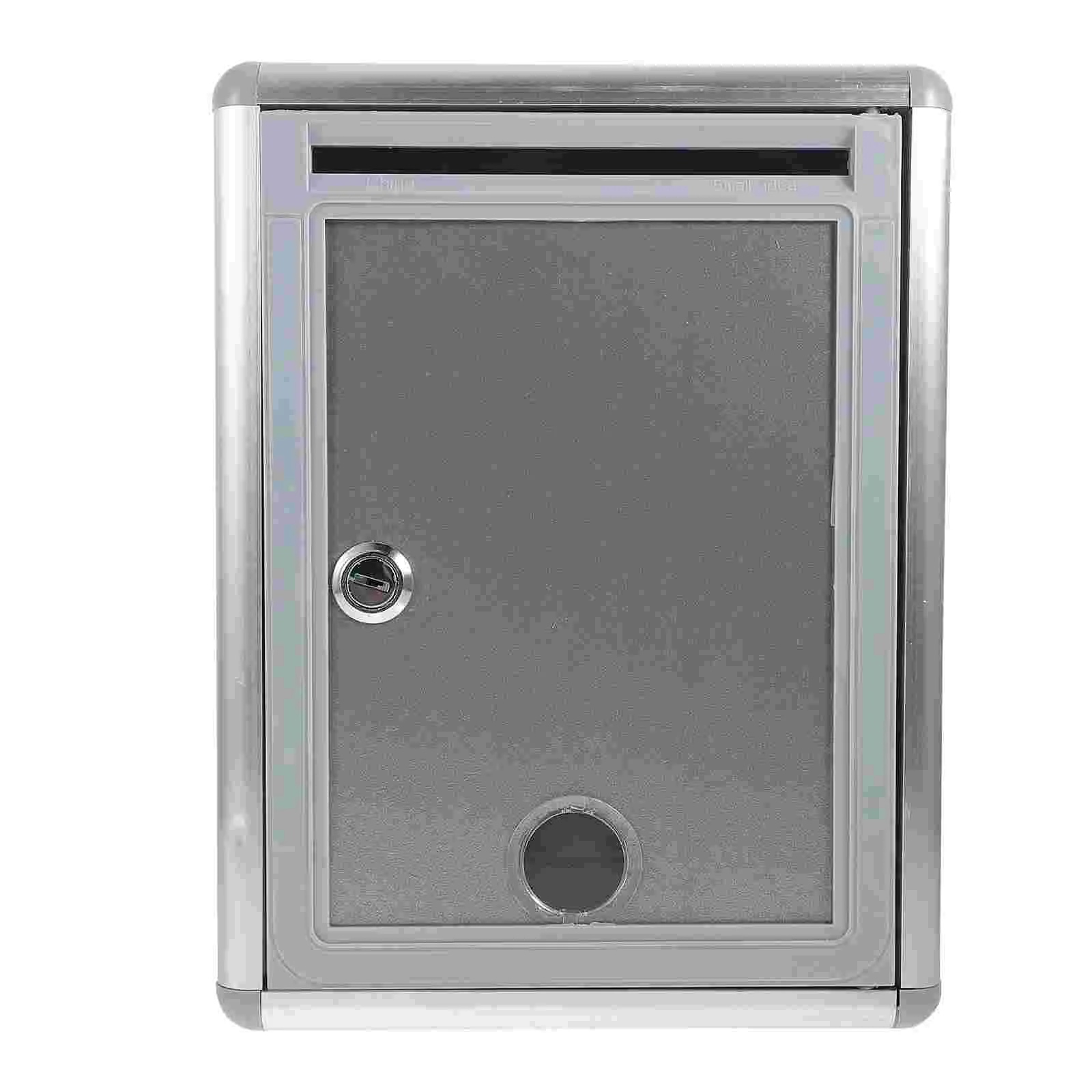 

Wall Mounted Mailbox Wall-mounted Suggestion Aluminum Alloy Metal Lockable Silver Letter Storage Container Office