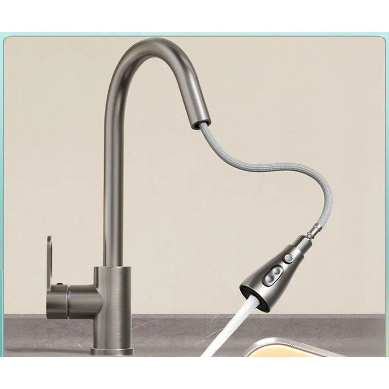 

Кухонный латунный смеситель выдвижного типа, бассейн для овощей с горячей и холодной водой, выдвижная многофункциональная бытовая раковина