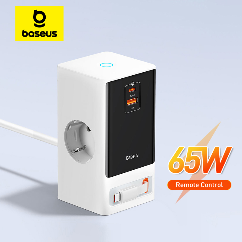 Baseus 65W GaN Fast Charger Digital Desktop Power Strip 4000W 2AC Sockets APP Remote Control For Laptop Tablet iPhone Samsung
