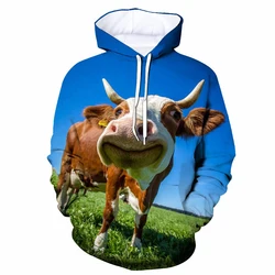 Funny Cow Hoodie Animals 3D Print Men Women Streetwear Hoodies Oversized Pullovers Fashion Hooded Sweatshirts Tops Kids Clothing