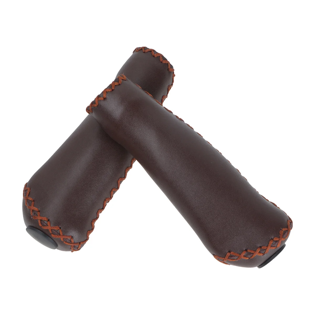 1 زوج ستوكات المقود القبضات Tpr عدم الانزلاق امتصاص الصدمات تصميم مريح للدراجة البني غطاء الخياطة اليدوية