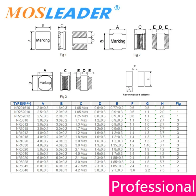 Mosleader 3000PCS NR5020 1UH 1.5UH 2.2UH 3.3UH 4.7UH 6.8UH 10UH 15UH 22UH 33UH 47UH 68UH 100UH 5020 5*5*2 Chinese Power inductor