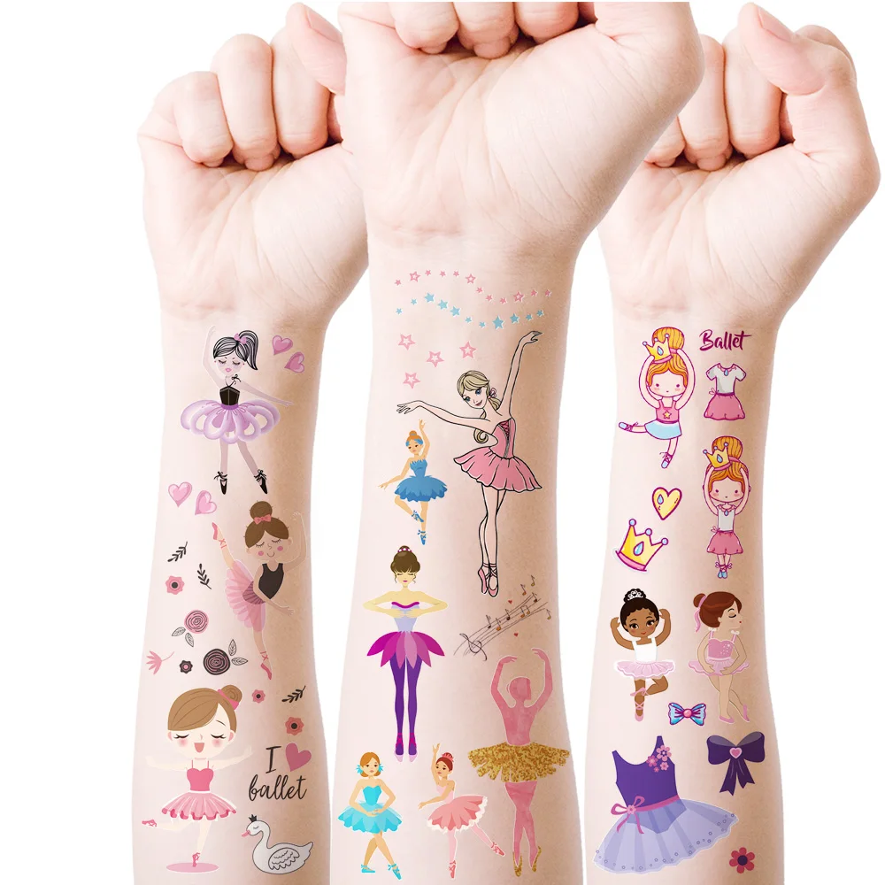 10 Blatt Ballerina-Ballett-Tänzerin, wasserfeste temporäre Tattoo-Aufkleber für Frauen