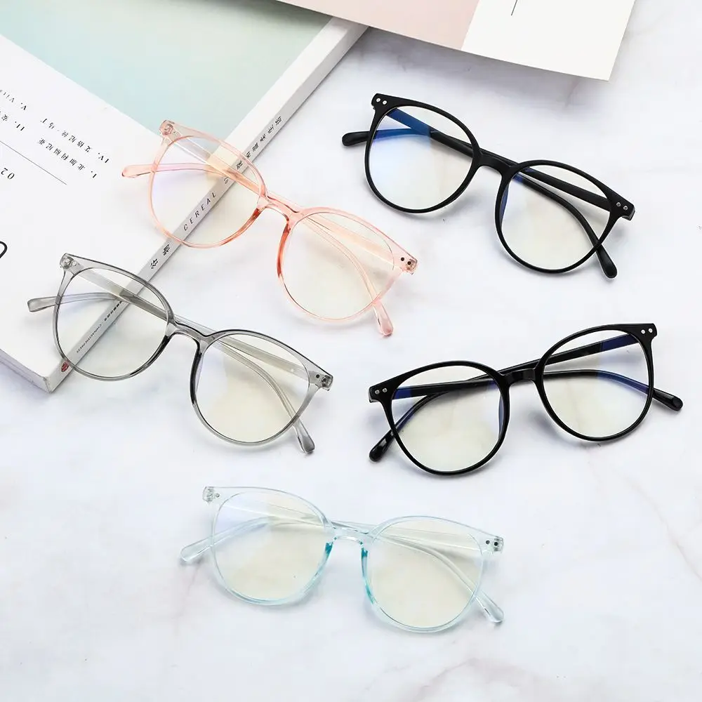 Vintage Round Frame Clear Lens Blue Light Blocking Glasses Anti Blue Light Glasses Anti Radiation Office Computer Goggles
