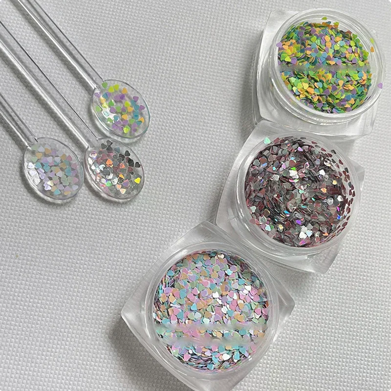 1jar 1mm Mini Sparkling Love Nail Glitter Sparkling Heart Nail Decoration Nail Salon Design Cute Accessories Diy Nail Design