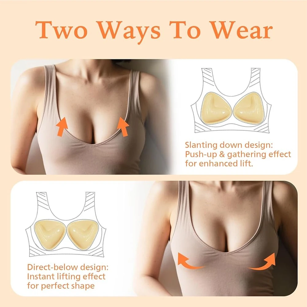 Double Sided Sticky Bra Inserts Push Up Adhesive Bra Pads Breast Enhancer Pads Cup Add Up for Bikini Swimsuit Strapless Dress