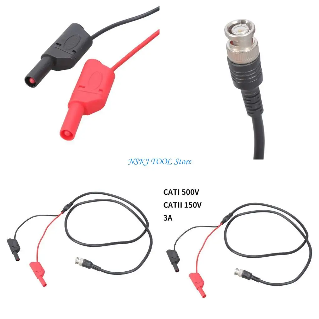 

L8RC Stackable Double Banana Plugs to BNC Male Oscilloscope Probes Cable 120CM Length