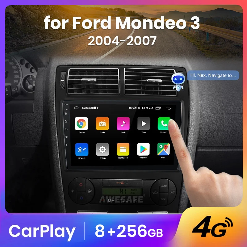 AWESAFE Wireless CarPlay Autoradio for   Mondeo 3 2004-2007  Car Radio Multimedia Player Android Auto Stereo GPS