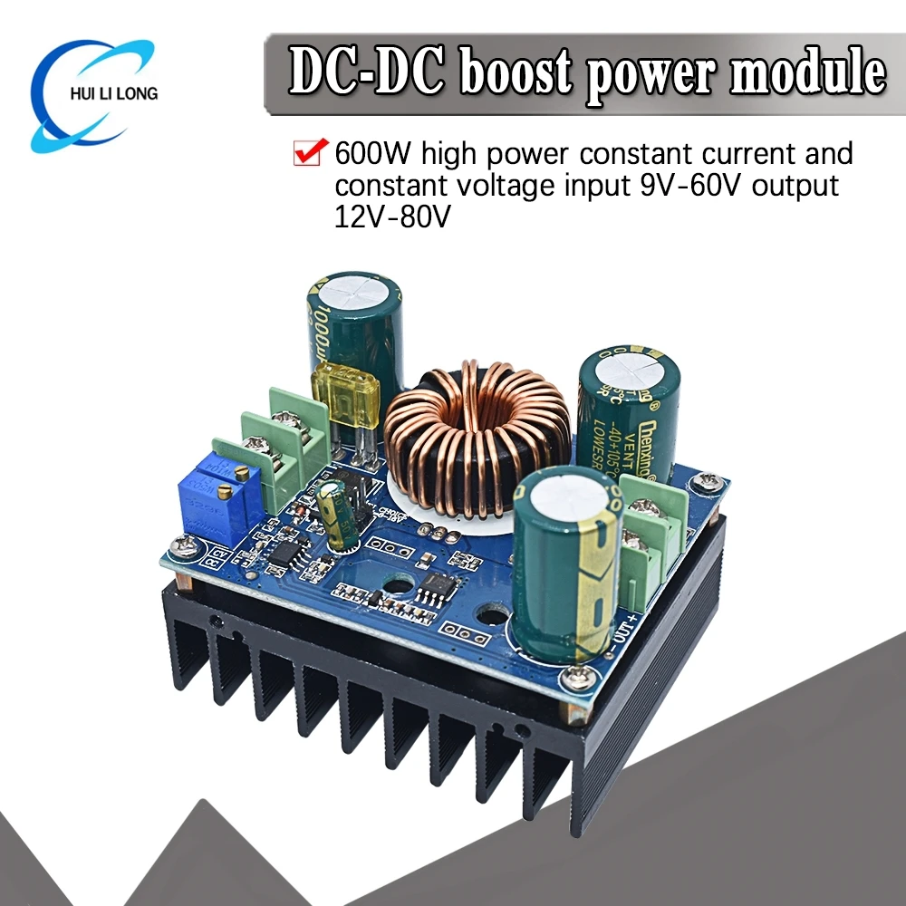 600W 16A DC MPPT Solar Boost Voltage Converter Step-up Power Supply Transformer Module 12-60V to 12-80V Regulator Controller LTC