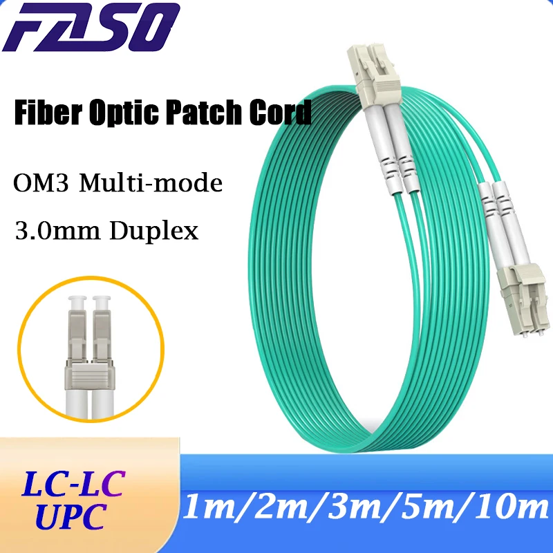 OM3 LC UPC-LC UPC Multimode Duplex 2.0mm Fiber Patch Cable LC  Patch Cord Fiber Optic Optical Fiber Cable