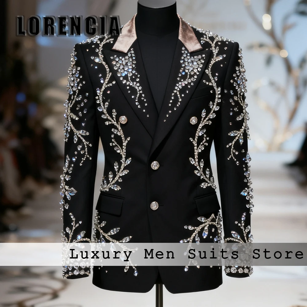 

Элегантные ювелирные костюмы для мужчин, комплект из 2-х предметов с бриллиантами, наряд для свадебной вечеринки, пиджак для жениха по индивидуальному заказу, брюки fatos de homem