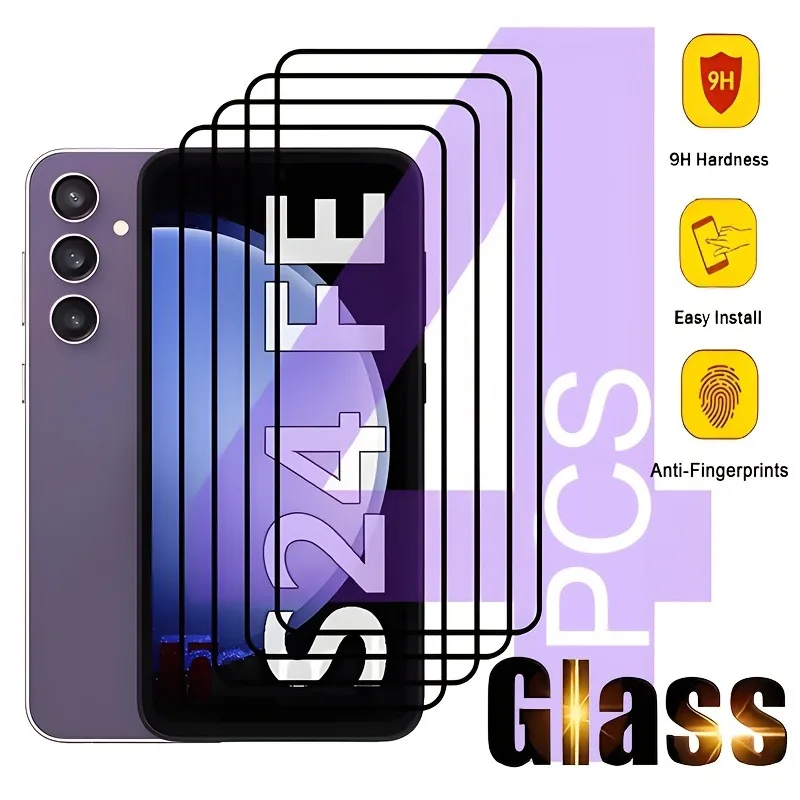 4Pcs Full Coverage Screen Protector Suitable For Samsung Galaxy S20 S21 S23 S24 FE S25 S24 Ultra Plus S23 S22 S21 Plus Glass