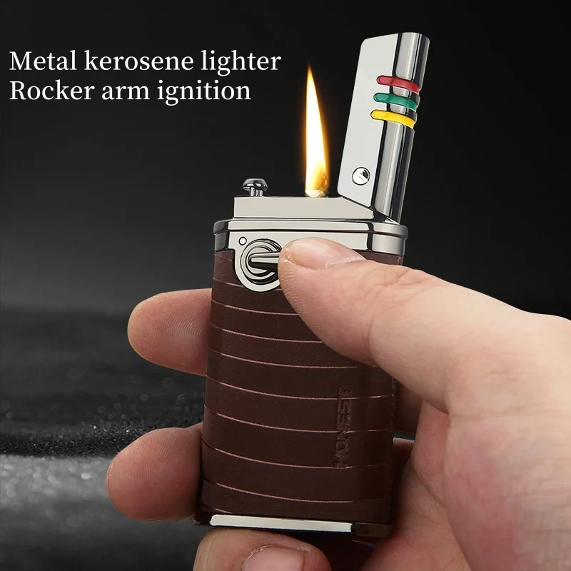 

Honest Retro Rocker Grinding Wheel Lighter Metal Material Creative Ignition Light Luxury Men's Outdoor Mini torch