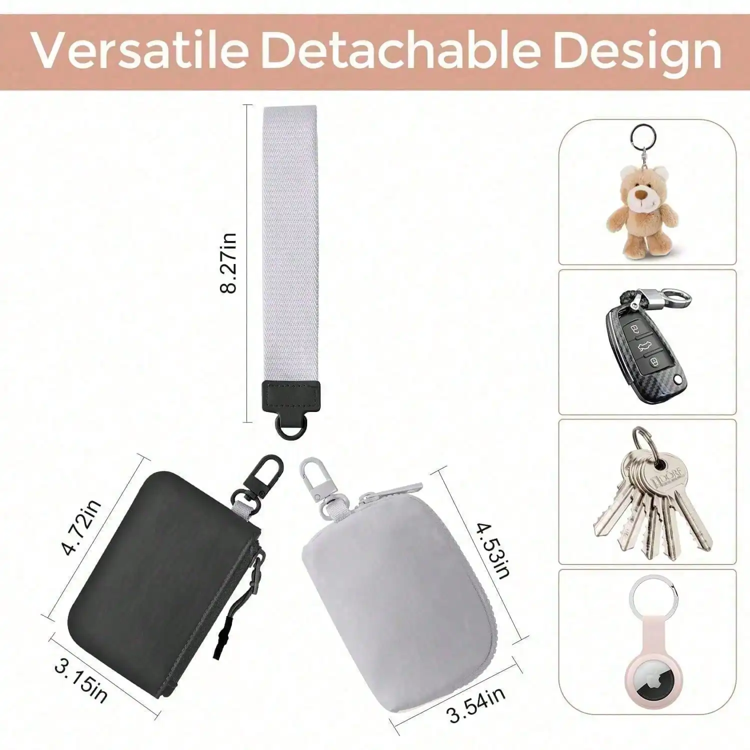 2-In-1 Mini Wristlet Coin Purse, Detachable Double-Layer Design with Removable Keychain, Portable Stylish Small Wallet, Convenient Accessory for Daily Life, Outdoor Activities and Travel