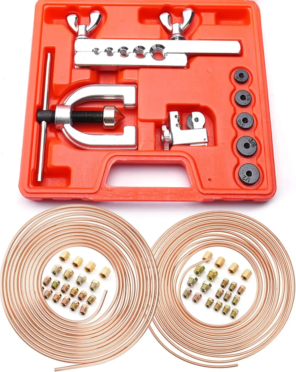 

Комплект тормозной магистрали с медным покрытием длиной 25 футов с 40 фитингами и инструментом для развальцовки автомобильных гидравлических систем