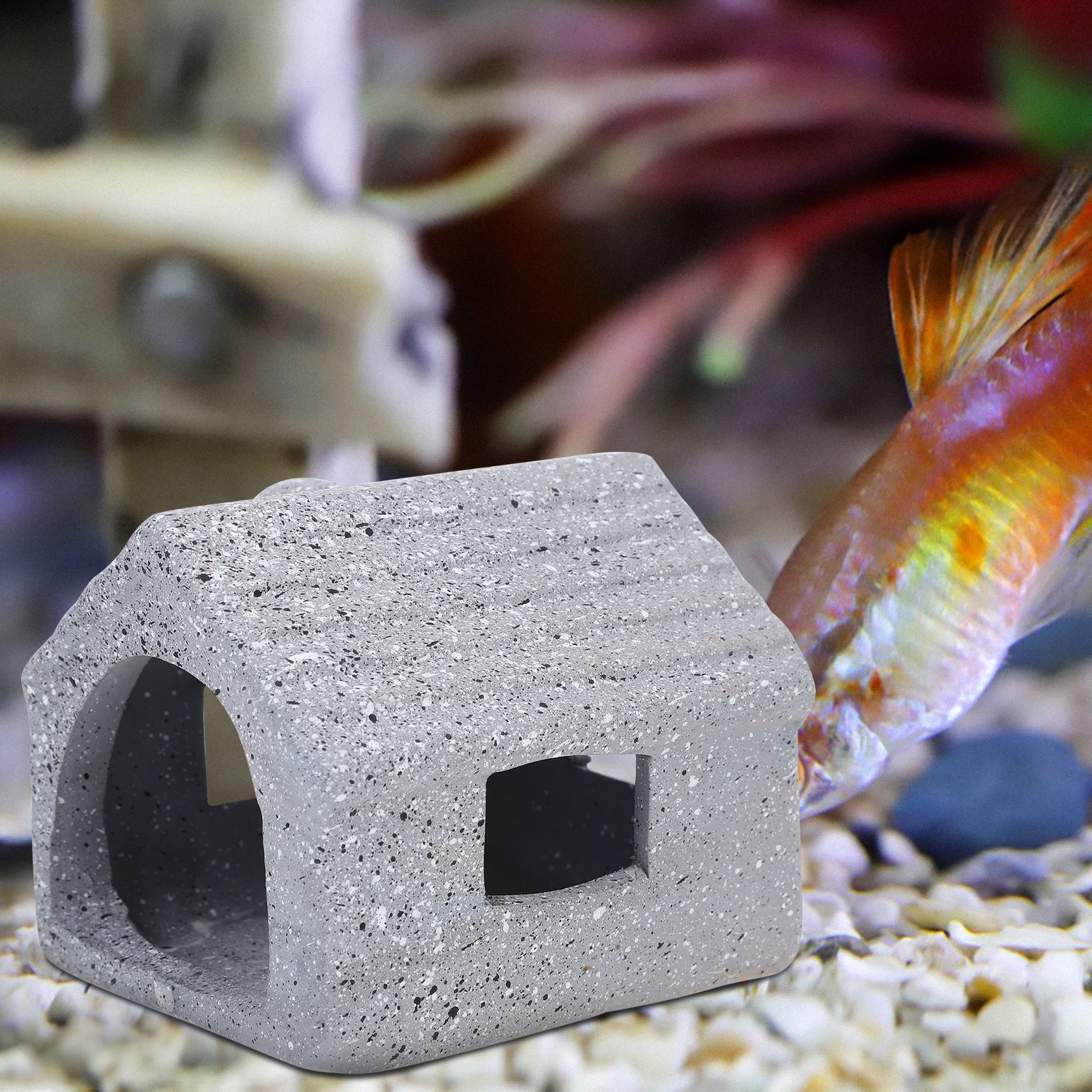 

Aquarium Landscaping Decor Ceramic Shrimp House Grey Fish Tank Cave Durable Adornment Aquarium Cave Fish Tank Decor