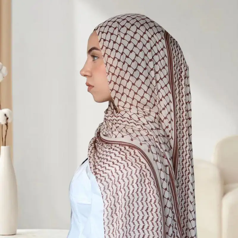 Écharpe Keffiyeh imprimée pour femmes musulmanes, hijab en mousseline de soie, châle palestinien de haute qualité