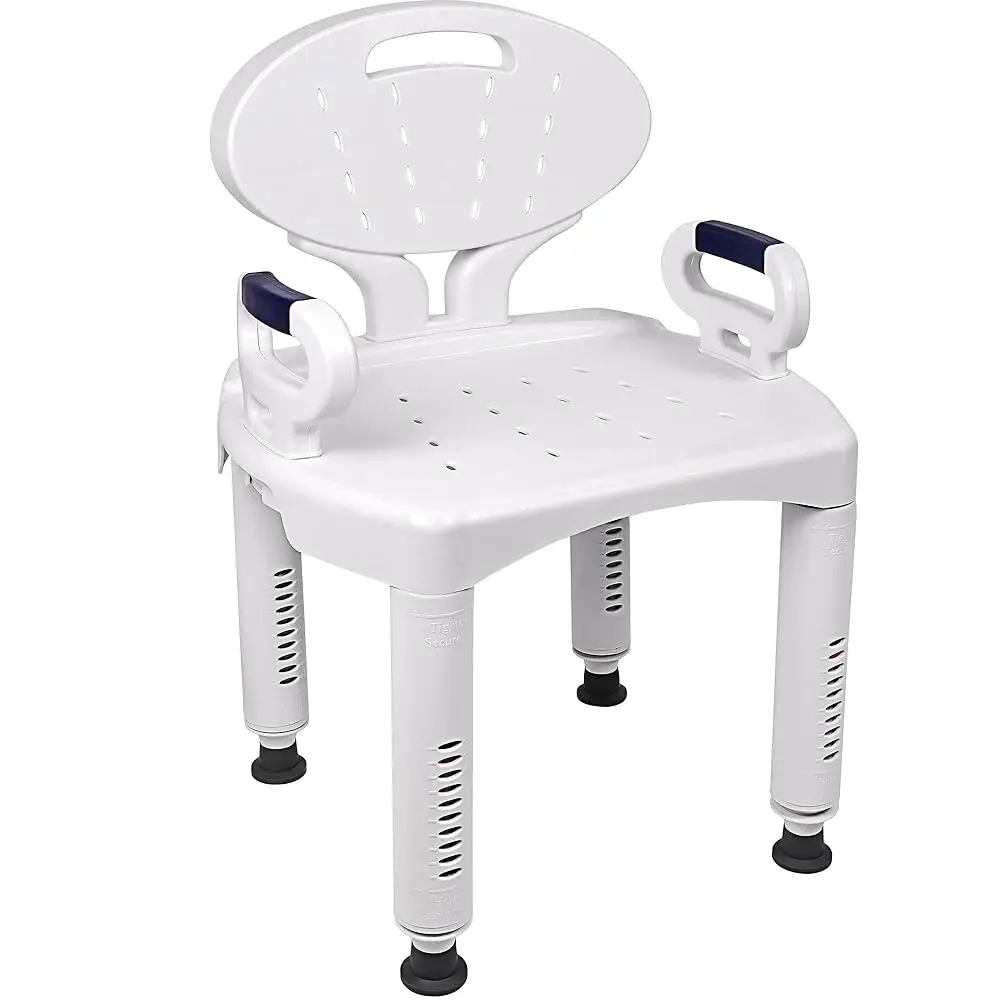 

Fsa/Hsa Eligible, Medical Shower Chair Bath Seat With Padded Arms, Removable Ba And Adjustable Legs For Bathtub Safety (Wide