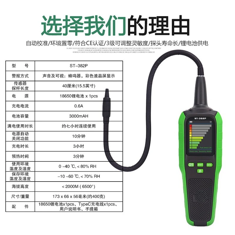 Shengba ST-382P Semiconductor Refrigerant Leak Detector for AC & Automobile Freon Leak Test
