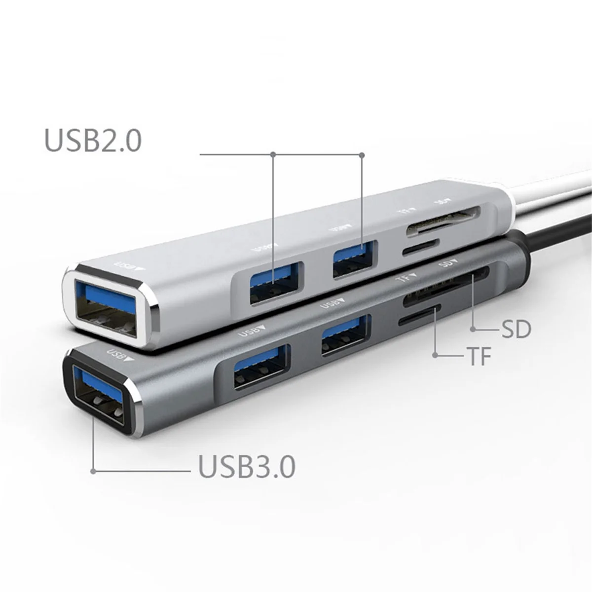 Usb-хаб 3,0, разветвитель, 5 портов USB с кардридером TF/SD, Высокоскоростная передача данных для ноутбука