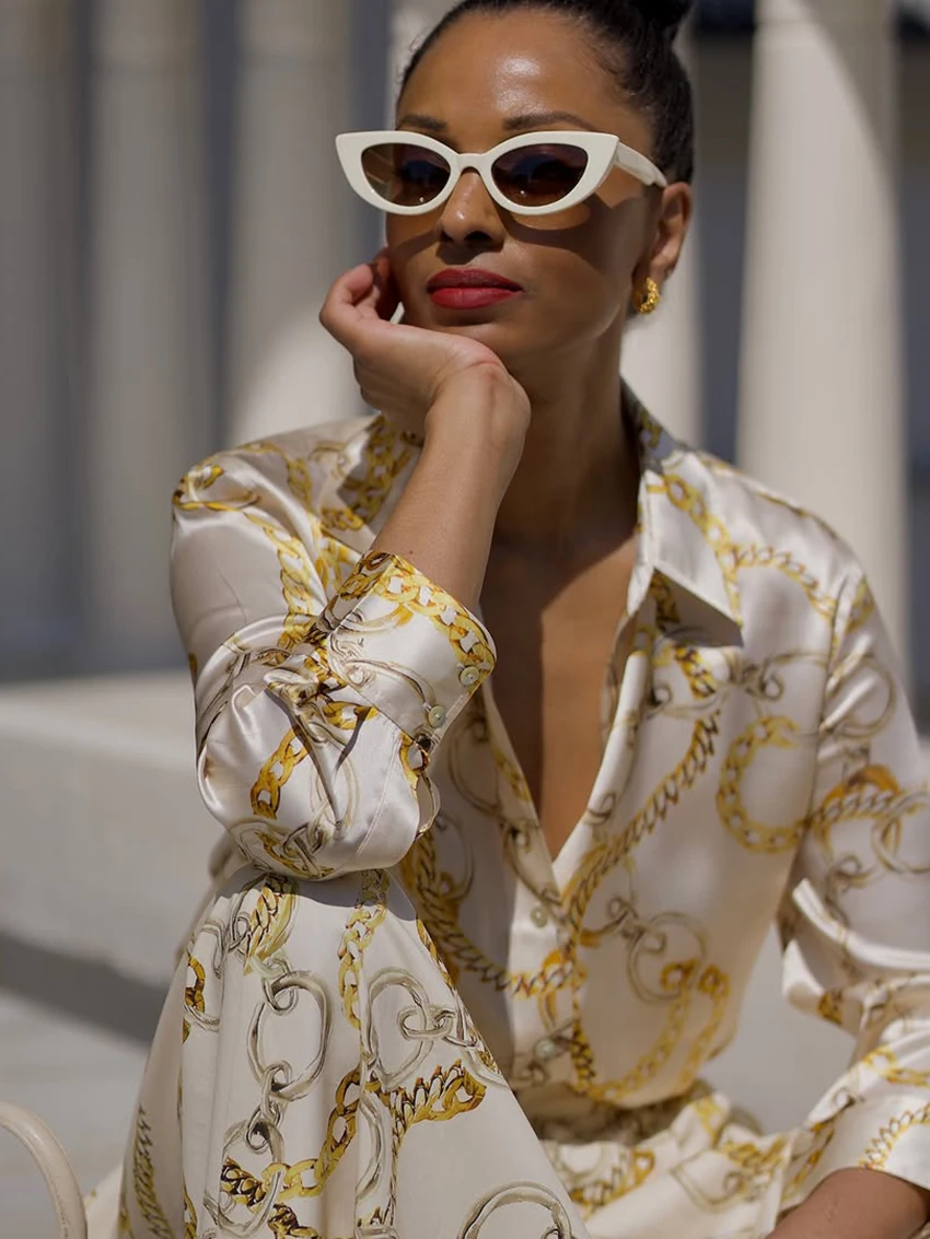 Marthaqiqi Winter Ladies Nightgowns Suit Long Sleeve Pajamas Sexy Turn-Down Collar Sleepwear Pants Printing Female Nightwear Set