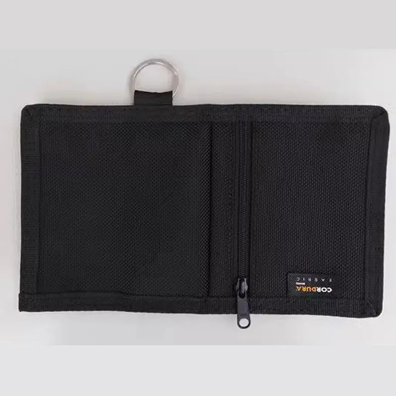 Mini carteira de cartão homem casual moeda bolsa náilon pano à prova dwaterproof água pequeno titular do cartão de crédito masculino dobrável carteira bolsa masculina preto