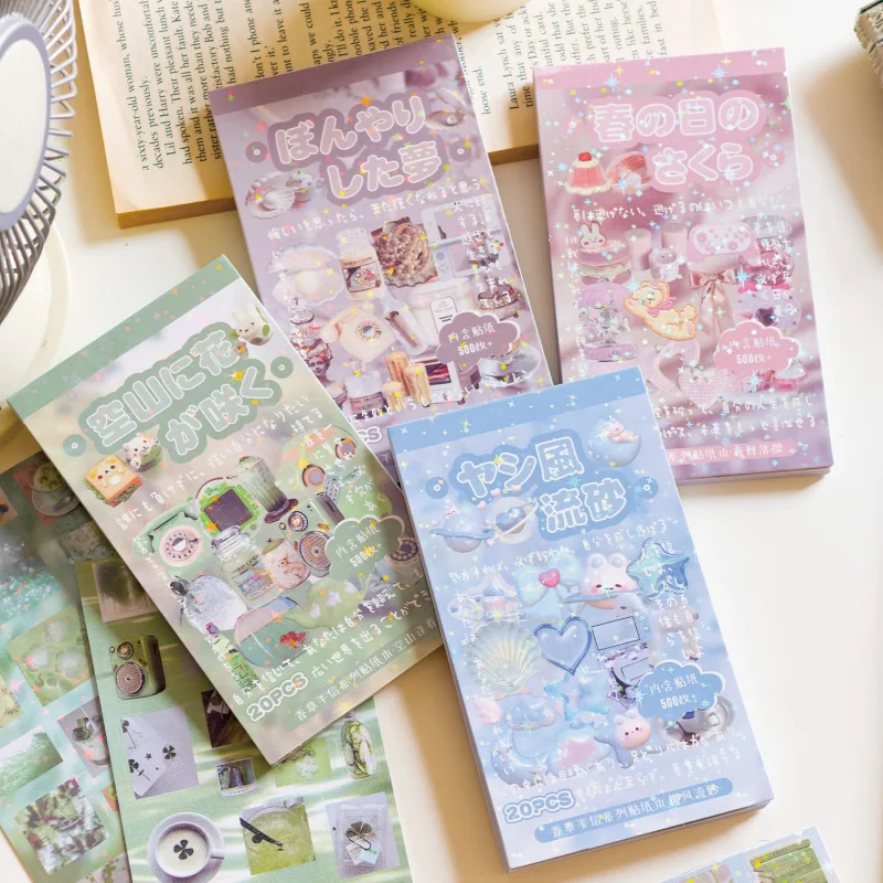 20 Blatt Retro-Stickerbuch im Lebensmittelstil, Vintage-Kulinarische Muster, für Tagebuchdekoration und Scrapbooking