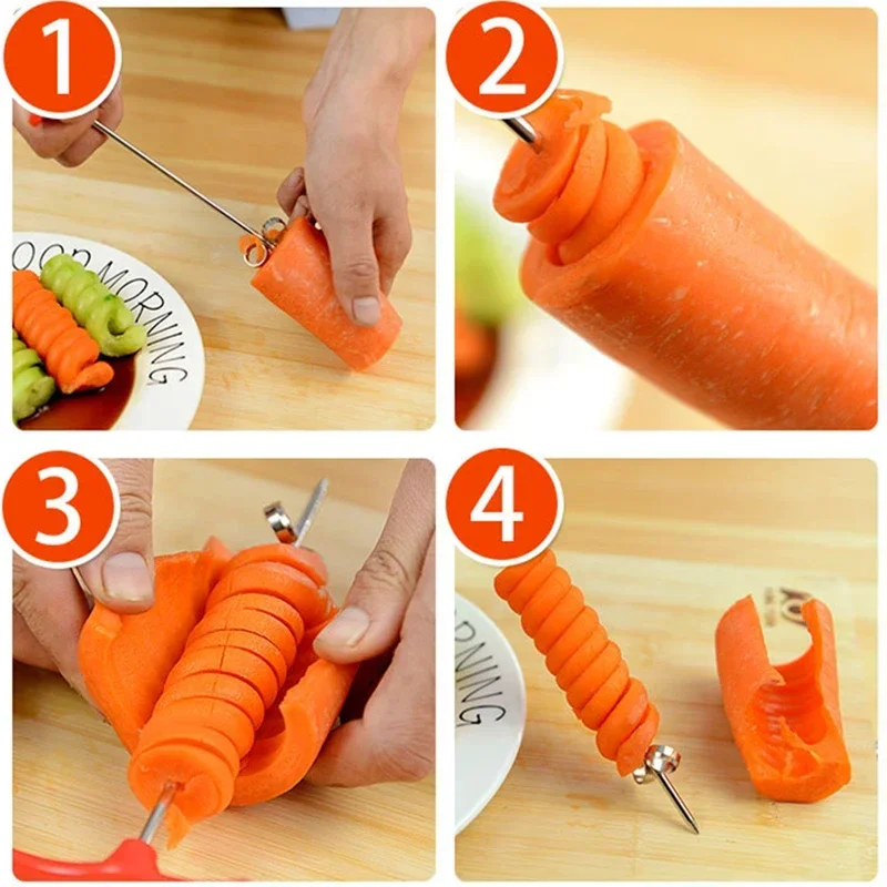 Potato Carrot Cucumber Spiral Vegetable Cutter Slicer Manual Roller French Fry Cutter Making Twist Shredder Grater Kitchen Tools