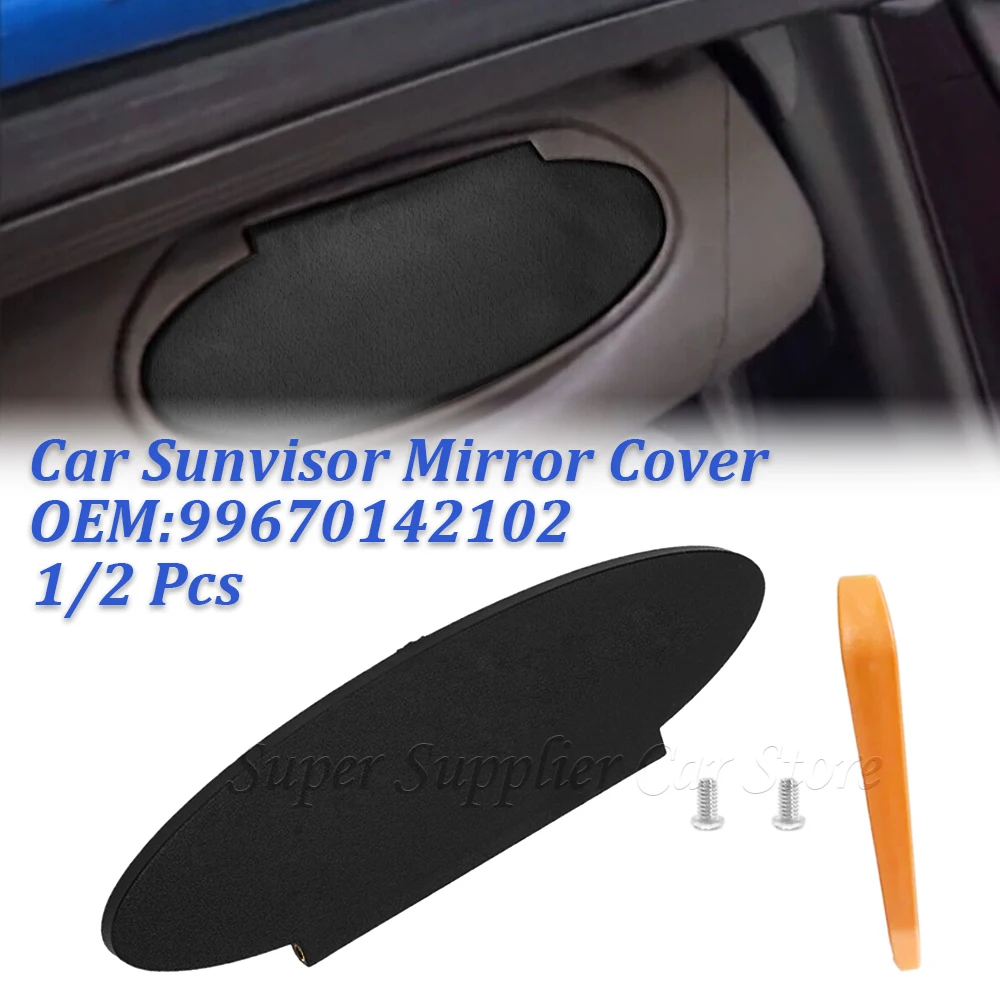 99670142102 For Porsche 911 996/997 Boxster 986 Cayman 987 1996-2010 Car Sun Visor Makeup Mirror Covers Kit Black 1/2PCS