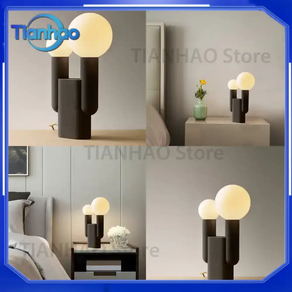 Modern Minimalist Double-headed Table Lamp for Bedroom Homestay and Living Room Gray Nordic Design