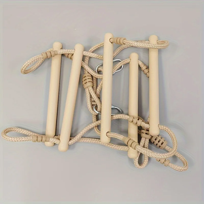 

Brown PP rope ladder with gold hooks multifunctional indoor/outdoor fitness equipment; In multiple functional rooms/outer rooms