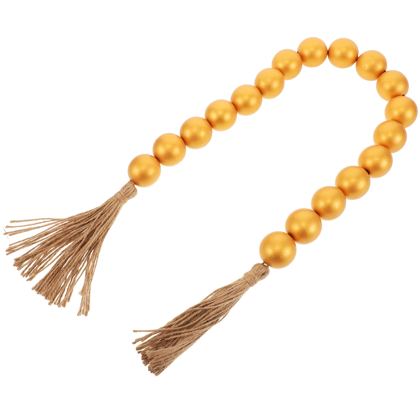 

Wooden Bead Garland Decor Rustic Smooth Craft Household Accessories Long Tassel Farmhouse Shelf Decor Boho Wooden Beads
