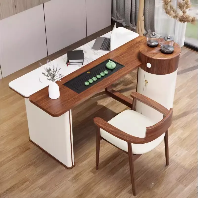 Color matching solid wood tea table and chair combination office tea table premium tea room