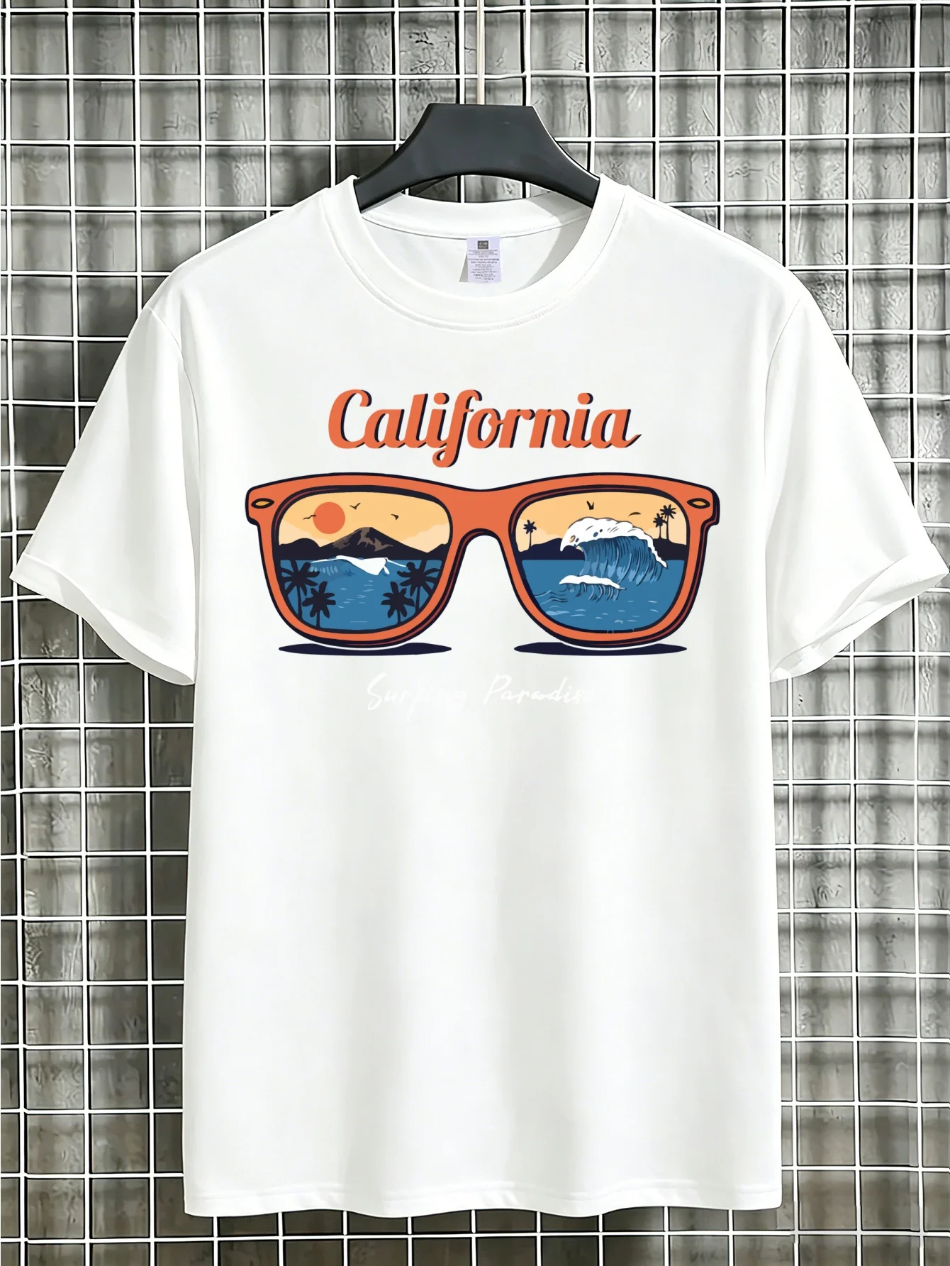 Street Fashion California - Men Navy Tee California Surf Sunglasses