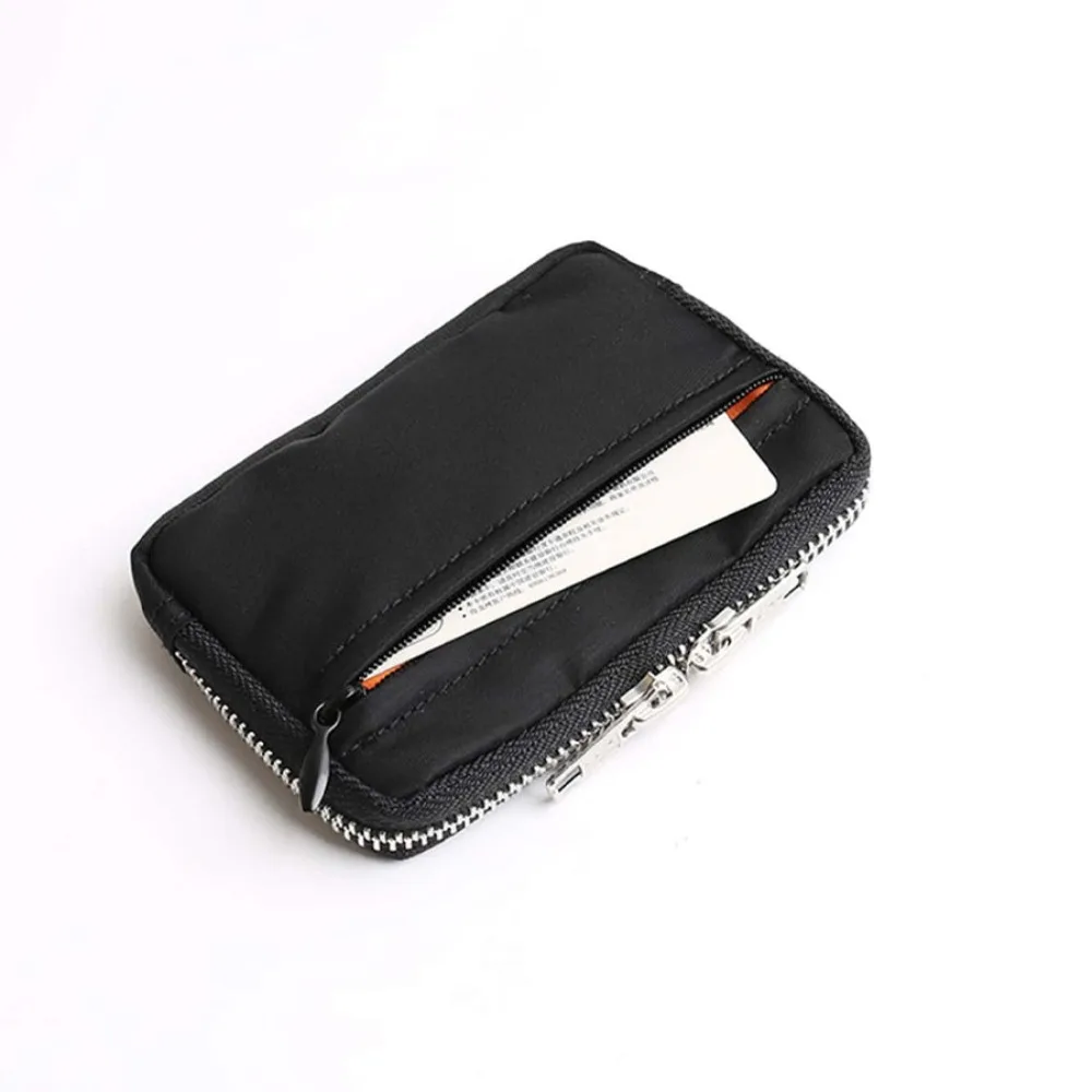 Portable Short Men's Nylon Wallet Waterproof Zipper Closure Mini Storage Bag Card Organizer Mini Handbag Unisex