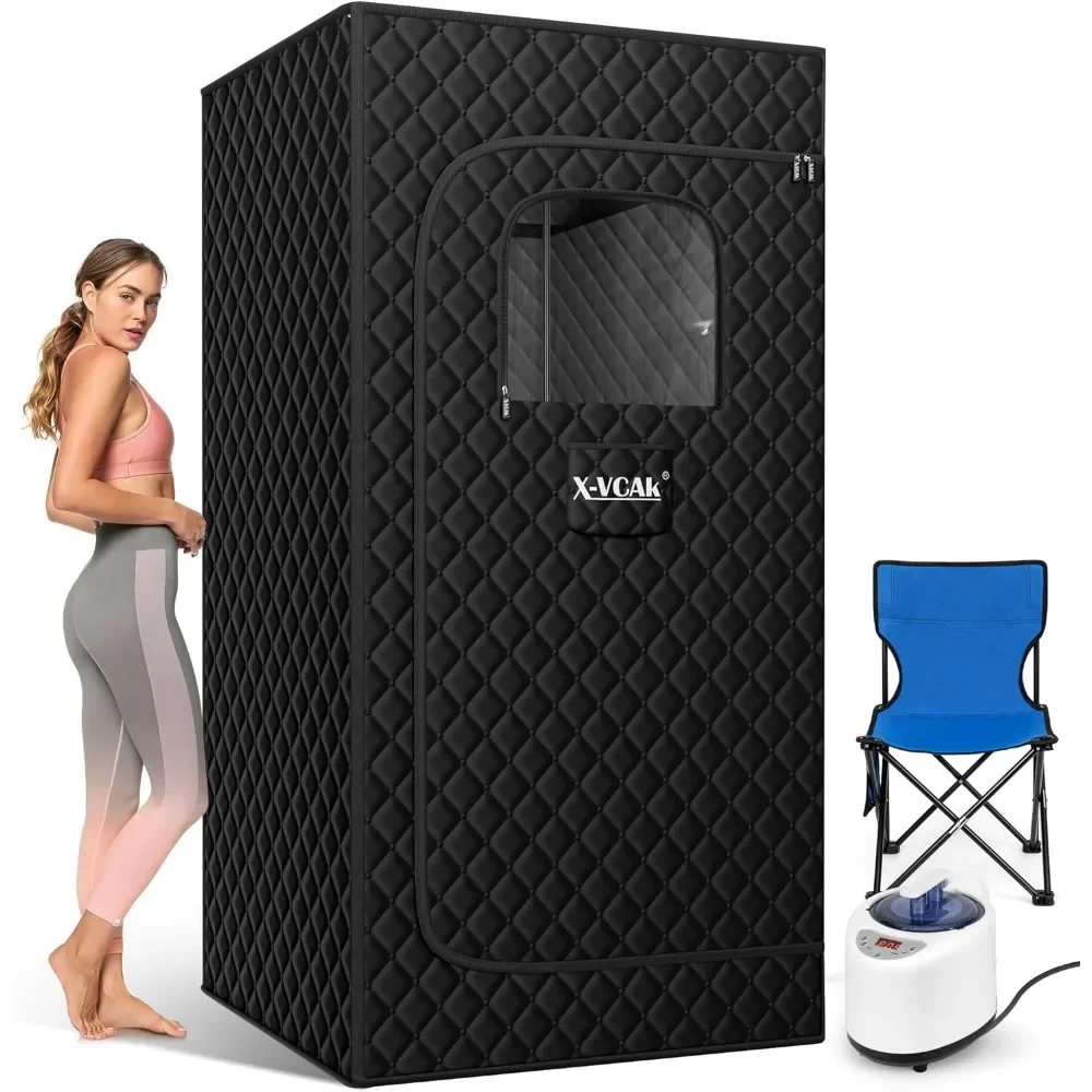 

Portable Steam Sauna, Portable Sauna for Home, Sauna Tent Sauna Box with 2.6L Steamer, Remote Control, Folding Chair