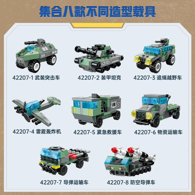 Keeppley Military Series Building Blocks Eight-in-one Cruise Missile Vehicle Model Ornaments Assembly Educational Toys Gift