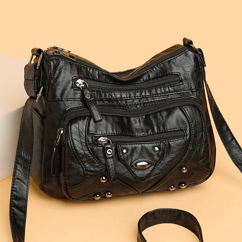 

2025 New Textured Crossbody Bag Women Multi-layer Soft Leather High-end Shoulder Fashion Purse