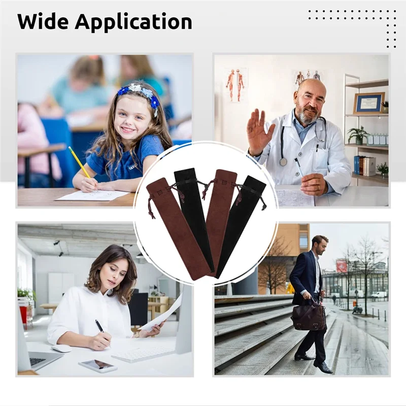 100 Uds. Bolsas de terciopelo para bolígrafos, soportes para bolígrafos con cordón, bolsas individuales para lápices de 1,4x6,9 pulgadas, bolsas multiusos para bolígrafos