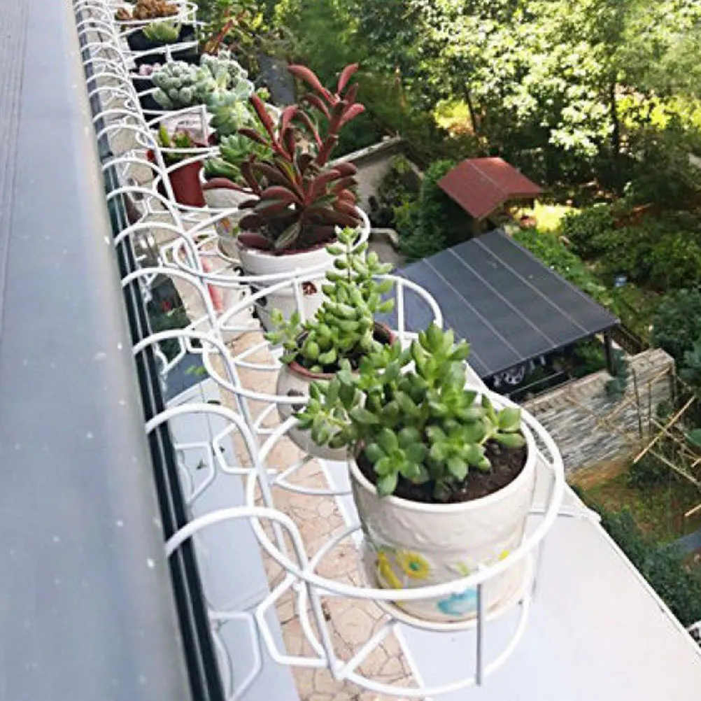 Soporte colgante para plantas, decoración para balcón al aire libre, soporte de alambre resistente para valla, ventana, maceta, estante duradero a prueba de óxido, 4 Uds.