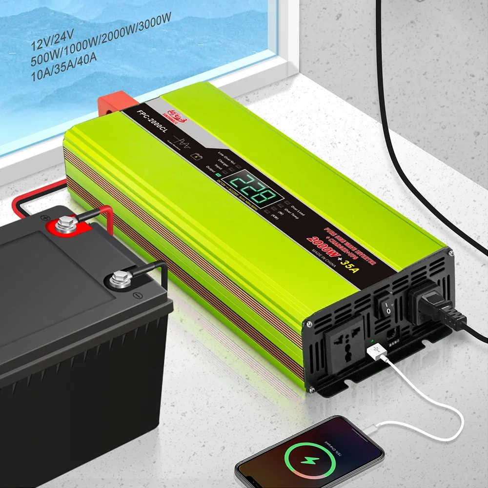 Sunchonglic invert charger 12v 220v 2000w 2kw pure sine wave invert ups solar power inverter