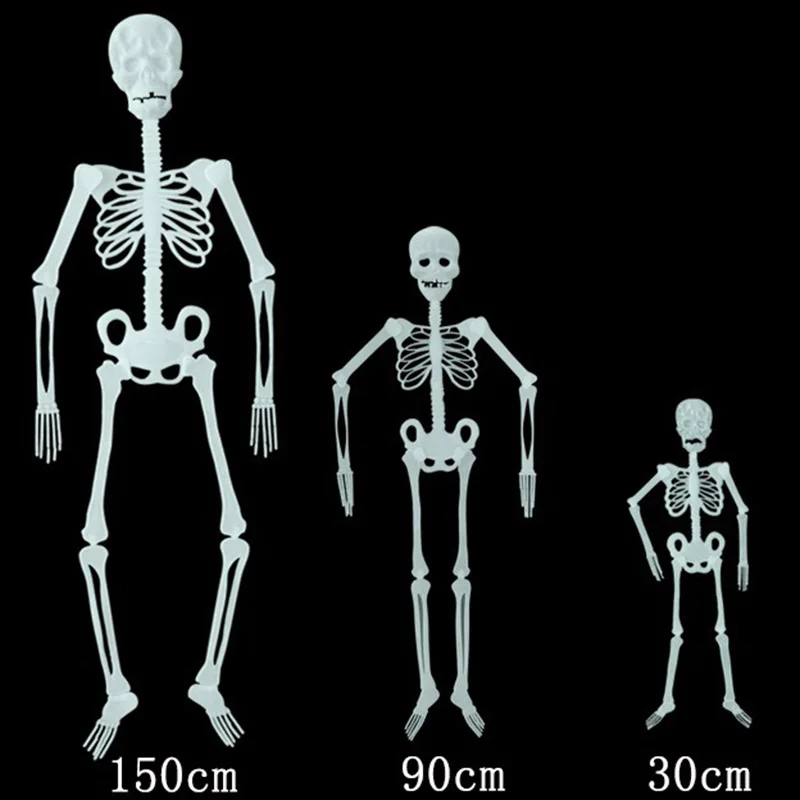 30/90/150cm wiszący świecący szkielet całego ciała Noctilucent Ghost Bone straszne rekwizyty impreza z okazji Halloween ogród dekoracje zewnętrzne