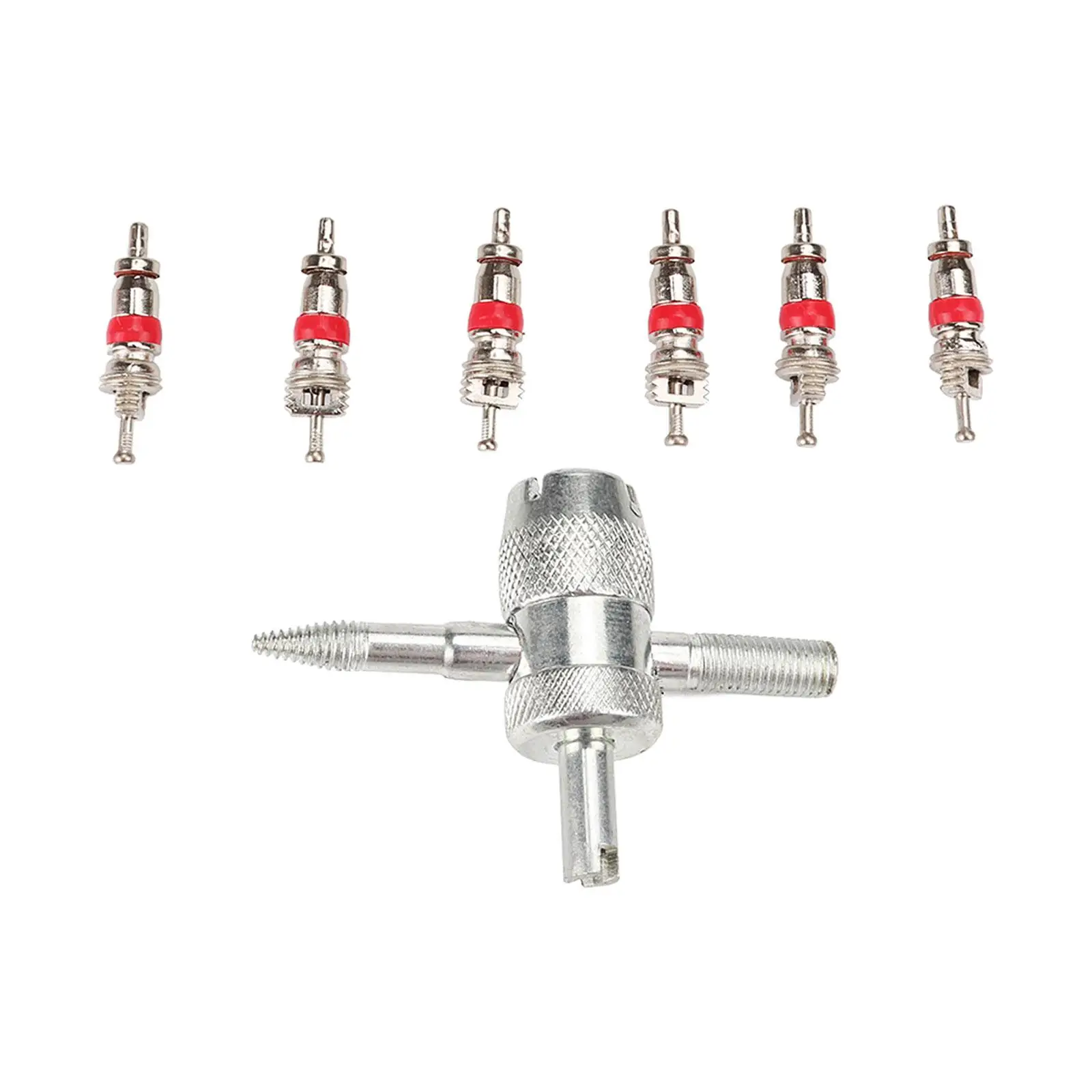 

Tire Valve Core Installation and Removal Kit with Premium Zinc Alloy 4 Way Tool for Universal Car Bike Truck Air Conditioning