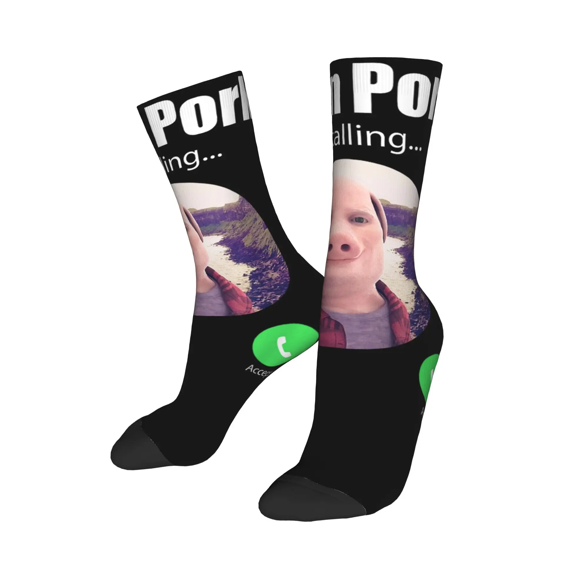Classic Art Funny John Pork Is Calling Outfit Meme Socks Retro Stockings Autumn Anti Skid Men Socks Breathable Graphic Socks
