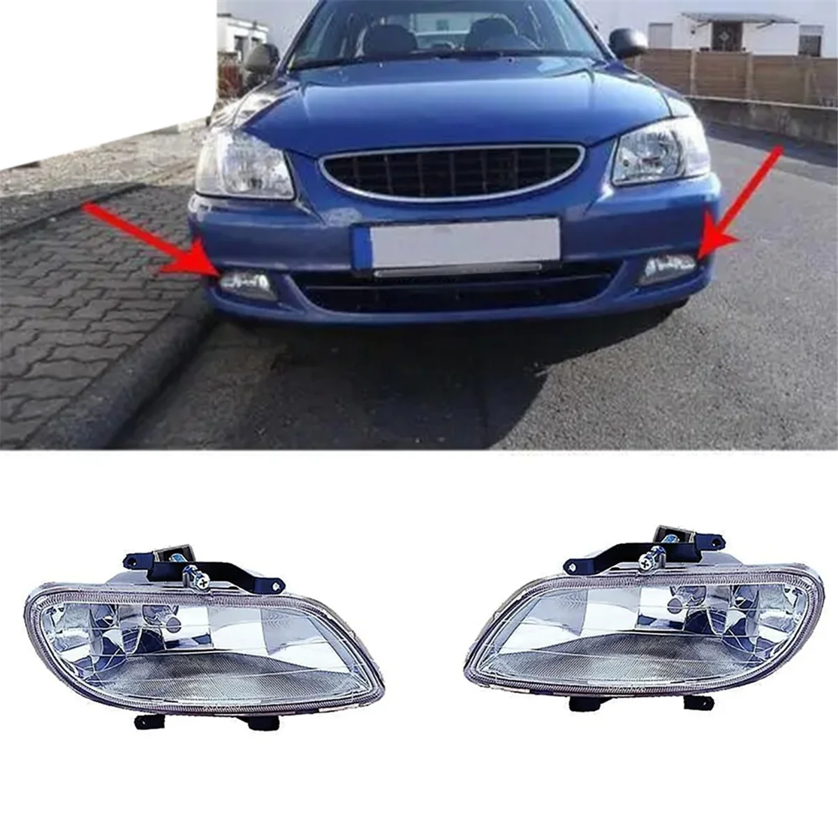 Car Front Bumper Foglights 92202-25000 92201-25000 for Hyundai Accent Sedan Fog Light