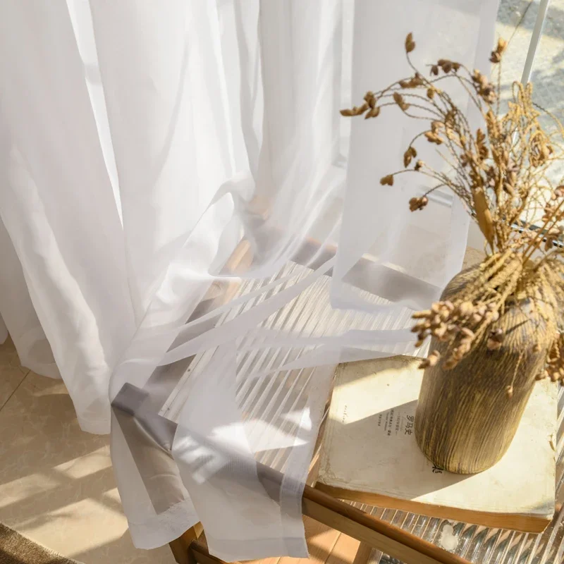 Tende trasparenti in tulle bianco per soggiorno Tenda in voile per finestra per camera da letto Decorazione porta di casa Tende in voile di organza da cucina